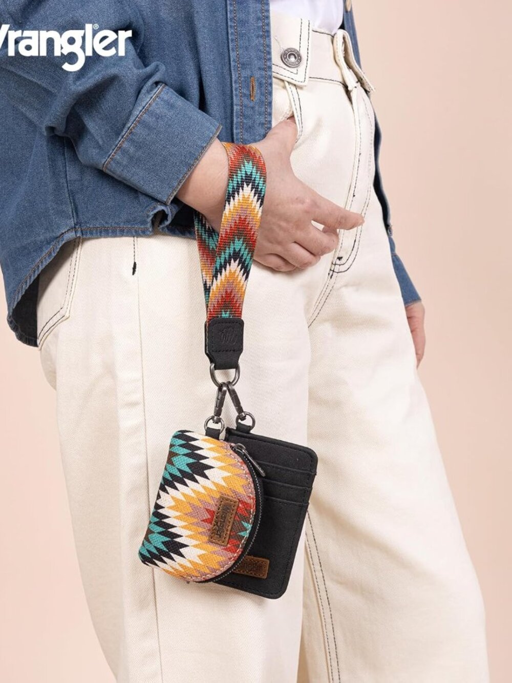 Wrangler Aztec Keychain Wristlet Wallets For Women Western Dual Pouch Wristlet C View 2